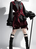 Vintage Red Ouji Lolita Gothic Hooded Rabbit Ear Cape / Short Pants / Vest by Princess Chronicles ~ Rabbit Run