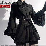 Gothic Black Long Ruffle Sleeve Lolita Shirt Retro Prince Shirt ~ Elegant Doll by Princess Chronicles