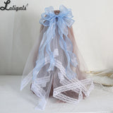 Miss Fulla Sweet Lolita Big Bow Hairpin Lolita Light Blue White Wedding Veil