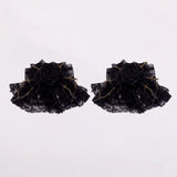 Lolita Gothic Headpiece Cross Rose Bow Hairpin Mini Flat Hat Hair Accessories Double Ponytail Hair Clips