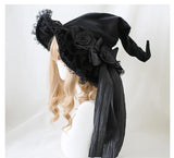 Gothic Halloween Witch Hat Sweet Lolita Demon Bow Velvet Lace Cosplay Hat