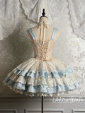 Pre-order Vintage Chinese Style Lolita JSK Dress Jacquard Layered Party Dress by Alice Girl ~ Mountain & Sea View