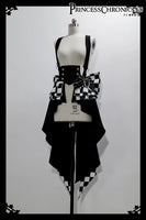 Ouji Lolita Outfit High Low Waist Cincher / Long Sleeve White Shirt / Striped Shorts / Bow Train ~ Rabbit Theater Corset Costume