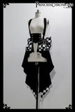 Ouji Lolita Outfit High Low Waist Cincher / Long Sleeve White Shirt / Striped Shorts / Bow Train ~ Rabbit Theater Corset Costume