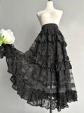 Royal Tiered Lace Long Skirt A line Underskirt