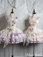 Pre-order Vintage Chinese Style Lolita JSK Dress Jacquard Layered Party Dress by Alice Girl ~ Mountain & Sea View