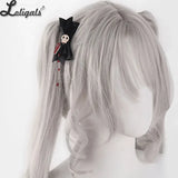Lolita Gothic Headpiece Cross Rose Bow Hairpin Mini Flat Hat Hair Accessories Double Ponytail Hair Clips