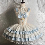 Pre-order Vintage Chinese Style Lolita JSK Dress Jacquard Layered Party Dress by Alice Girl ~ Mountain & Sea View