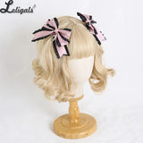 Sweet Lolita Headpiece Japanese JK Lace Barrettes Letters Ribbon Bowknot Jirai Kei Hairclips Headdress