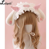 Sweet Lolita Rabbit Ear Headband Subculture Cute Plush Angel Wings Lady's Hair Accessories
