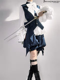 Ouji Lolita Outfit Vintage Royal Blue Hooded Cloak Cape / Bloomer Shorts / Vest by Princess Chronicles ~ Rabbit Run