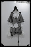 Pre-order Ouji Lolita Hooded Cloak Cape / Short Pants / Vest / Shirt by Princess Chronicles ~ Gray Rabbit in Moonlight
