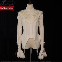 Pre-order Ruffled High Collar Lolita Shirt Long Bioshop Sleeve Top by Alice Girl ~ Treasure Hunt