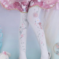 Peach Blossom ~ Chinese Style Printed Lolita Tights by Yidhra