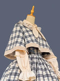 Sweet Checkered Lolita High Waist Skirt / Sailor Collar Cape for Women ~ The Summer Dawn by Infanta