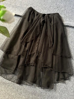 Double Layered Waist Curtain Sheer Asymmetrical Mesh Cover up Skirt