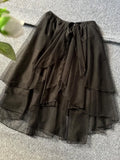 Double Layered Waist Curtain Sheer Asymmetrical Mesh Cover up Skirt