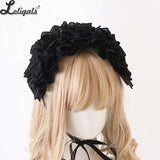 Lolita Headgear Doll Style Ruffled Bow Headband KC Gothic Hair Accessories