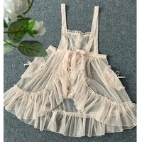 Sweet Lolita Apron Sheer Cover up Dress w. Heart Shaped Pockets