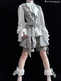 Pre-order Ouji Lolita Hooded Cloak Cape / Short Pants / Vest / Shirt by Princess Chronicles ~ Gray Rabbit in Moonlight