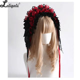 Gothic Multi-colored Wings Headband Gorgeous Lace Lolita Subculture KC with Ruffles