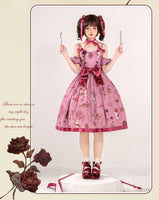 Pre-order Sweet Lolita Dress Printed Casual Party Dress w. Detachable Sleeves ~ Hare Mallow