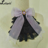 Victorian Lace Jabot Gothic Ruffled Bow Tie Detachable Collar