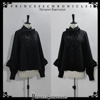 Gothic Black Long Ruffle Sleeve Lolita Shirt Retro Prince Shirt ~ Elegant Doll by Princess Chronicles
