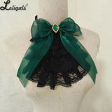 Victorian Lace Jabot Gothic Ruffled Bow Tie Detachable Collar