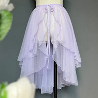 Double Layered Waist Curtain Sheer Asymmetrical Mesh Cover up Skirt