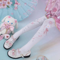 Peach Blossom ~ Chinese Style Printed Lolita Tights by Yidhra