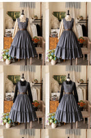 Classic Sleeveless Double Breasted Long Sweet Retro Striped Lolita Casual Party JSK Dresses ~ Little Manor