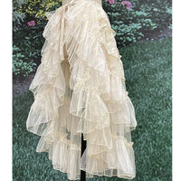 Double Layered Lolita Waist Curtain Sheer Cover Up Skirt