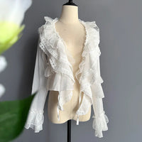 Sweet Long Sleeve Sheer Top Ruffled Lolita Shrug