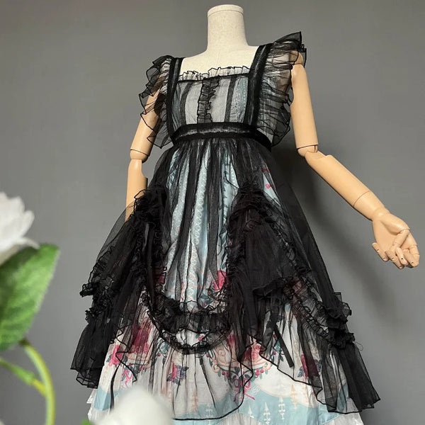 Ruffled Lolita Apron Sheer Mesh Cover-up Dress Ruffled Lolita Apron Sheer Mesh Cover-up Dress