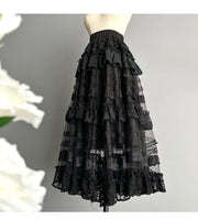 Royal Tiered Lace Long Skirt A line Underskirt