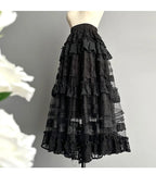 Royal Tiered Lace Long Skirt A line Underskirt