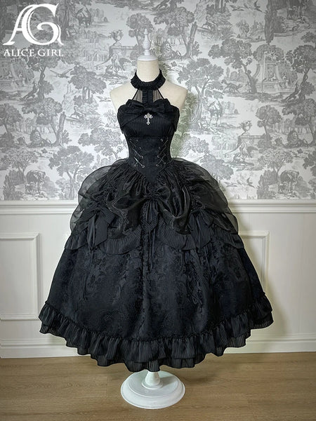 Dolls' Secret ~ Gothic Halter Neck Dress High Low Party Dress by Alice Girl ~ Pre-order Dolls' Secret ~ Gothic Halter Neck Dress High Low Party Dress by Alice Girl ~ Pre-order