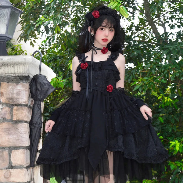 The Queen of Night ~ Sweet Lolita JSK Dress Asymmetrical Party Dress