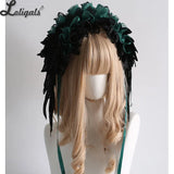 Gothic Multi-colored Wings Headband Gorgeous Lace Lolita Subculture KC with Ruffles