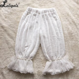 Sweet Winter Lolita Shorts Cute Warm Winter Fleece Bloomers Elastic Waist Knickers with Bow