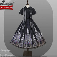 Pre-order Gothic Lolita JSK Dress Vintage Church Printed Sleeveless Midi Party Dress by Alice Girl