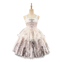 Gothic Retro Lolita JSK Dress Printed Halloween Witch Costume - Eternal Night