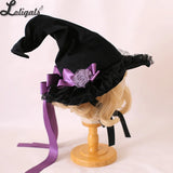 Gothic Halloween Witch Hat Sweet Lolita Demon Bow Velvet Lace Cosplay Hat