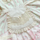Sweet Lolita Apron Rose Flower Embroidered Organza Waist Curtain by Withpuji