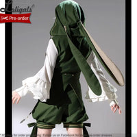 Ouji Lolita Outfit Retro Vine Green Long Bunny Ear Hooded Vest / Cosplay Bloomer Shorts / Tassel Cape by Princess Chronicles