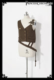 Cool Brown Lolita Ouji Outfit Cute Vest / Long Sleeve Shirt / Cropped Loose Harem Pants by Princess Chronicles