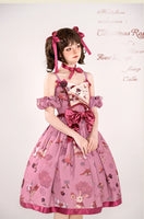 Pre-order Sweet Lolita Dress Printed Casual Party Dress w. Detachable Sleeves ~ Hare Mallow