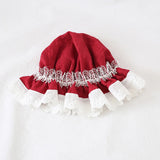 Antique Doll Bonnet Hat Vintage Girl Lolita Eyelet Lace Ruffle Sun Protection Hat