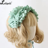 Lolita Headgear Doll Style Ruffled Bow Headband KC Gothic Hair Accessories